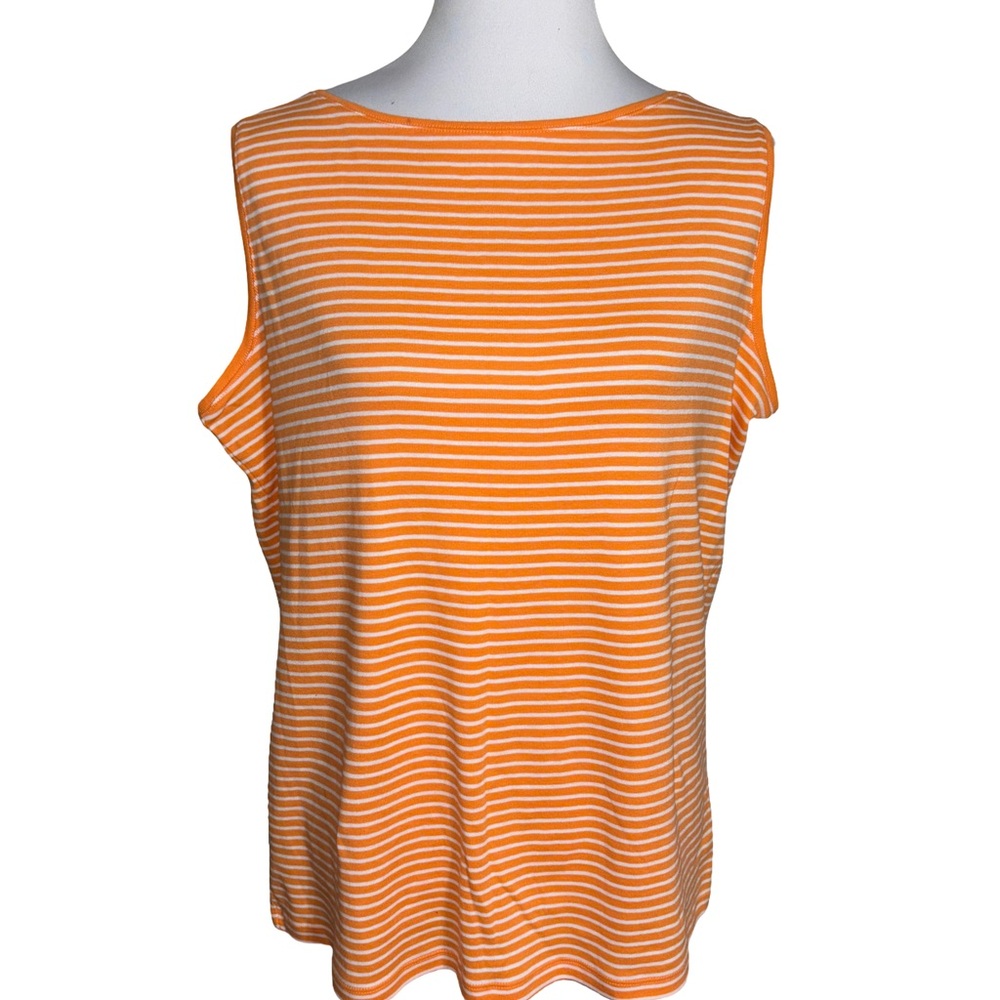 Talbots Orange White Striped Tank Top